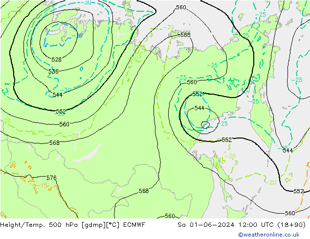 Z500/Rain (+SLP)/Z850 ECMWF sam 01.06.2024 12 UTC