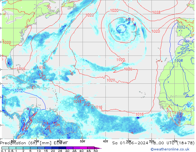 Z500/Rain (+SLP)/Z850 ECMWF so. 01.06.2024 00 UTC