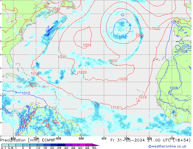 Precipitation ECMWF Fr 31.05.2024 00 UTC