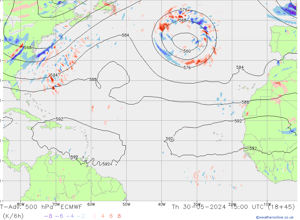 T-Adv. 500 hPa ECMWF Do 30.05.2024 15 UTC