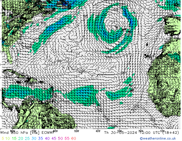 Wind 850 hPa ECMWF Th 30.05.2024 12 UTC