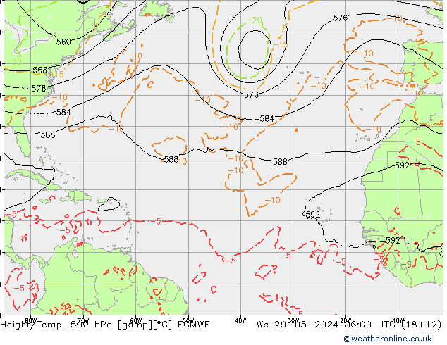 Z500/Rain (+SLP)/Z850 ECMWF We 29.05.2024 06 UTC