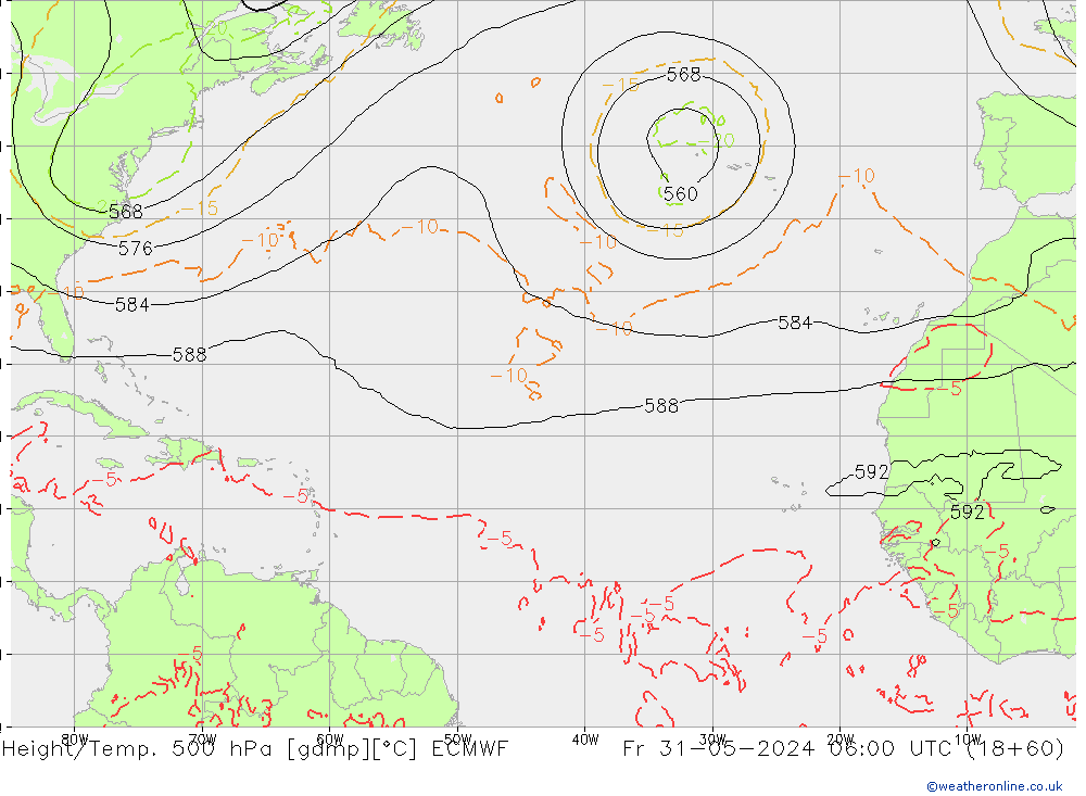 Z500/Yağmur (+YB)/Z850 ECMWF Cu 31.05.2024 06 UTC