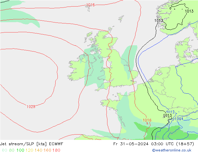 Polarjet/Bodendruck ECMWF Fr 31.05.2024 03 UTC