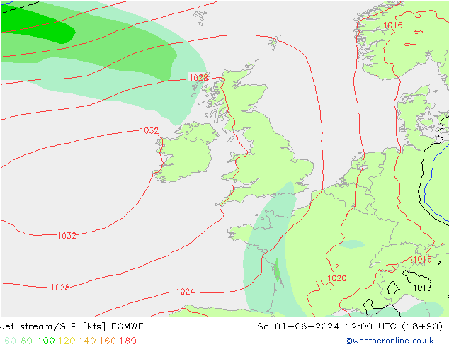 Corriente en chorro ECMWF sáb 01.06.2024 12 UTC