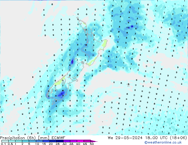 Z500/Yağmur (+YB)/Z850 ECMWF Çar 29.05.2024 00 UTC