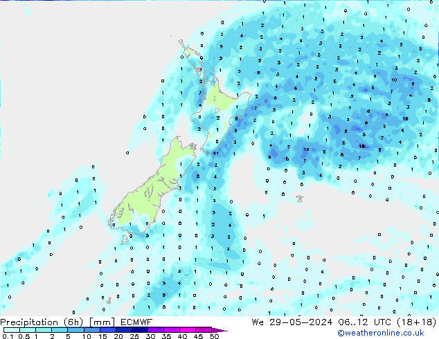 Z500/Rain (+SLP)/Z850 ECMWF śro. 29.05.2024 12 UTC