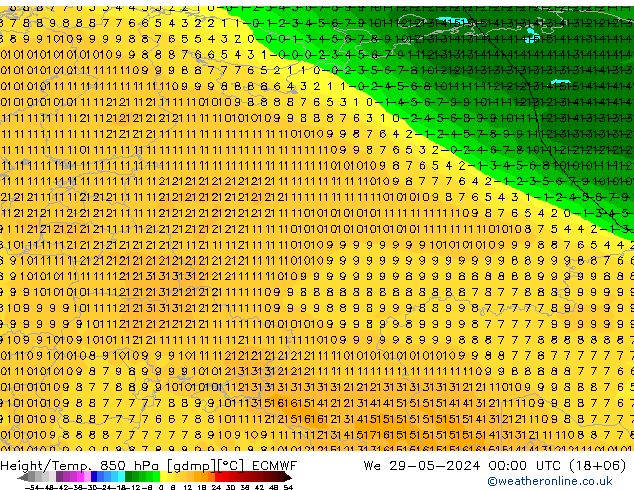 Z500/Rain (+SLP)/Z850 ECMWF We 29.05.2024 00 UTC