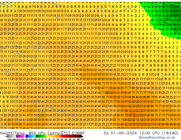 Z500/Rain (+SLP)/Z850 ECMWF  01.06.2024 12 UTC