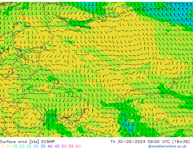 Rüzgar 10 m ECMWF Per 30.05.2024 09 UTC