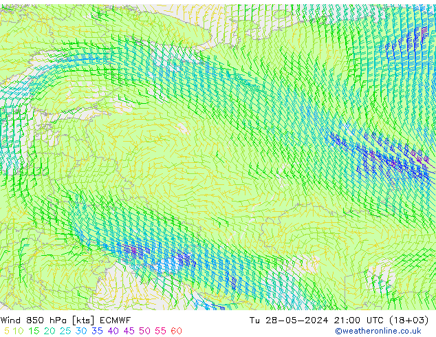 Vento 850 hPa ECMWF Ter 28.05.2024 21 UTC