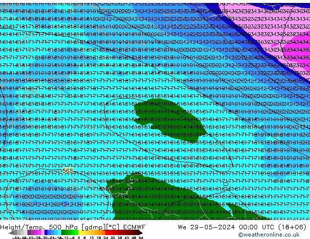 Z500/Rain (+SLP)/Z850 ECMWF We 29.05.2024 00 UTC