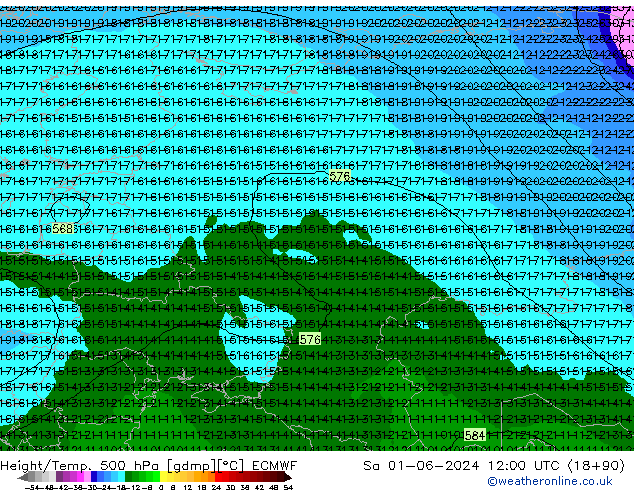 Z500/Rain (+SLP)/Z850 ECMWF  01.06.2024 12 UTC