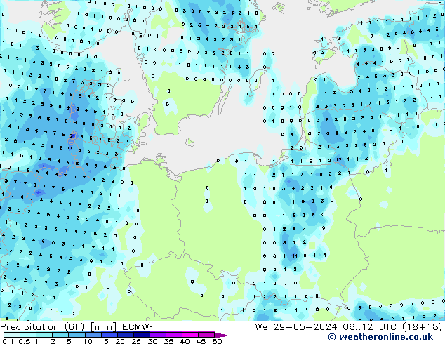 Z500/Yağmur (+YB)/Z850 ECMWF Çar 29.05.2024 12 UTC