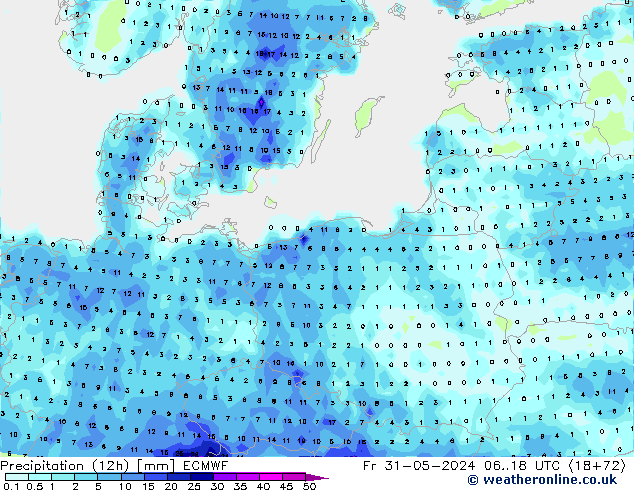 Nied. akkumuliert (12Std) ECMWF Fr 31.05.2024 18 UTC