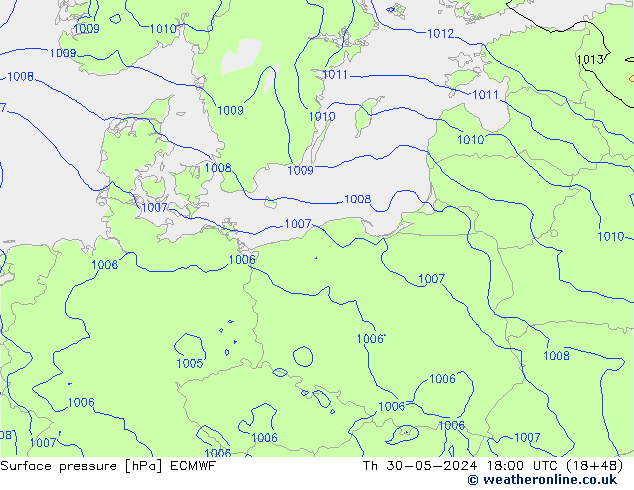 Luchtdruk (Grond) ECMWF do 30.05.2024 18 UTC