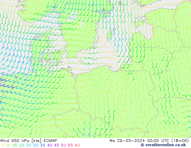 Wind 950 hPa ECMWF Mi 29.05.2024 00 UTC