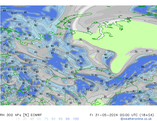 300 hPa Nispi Nem ECMWF Cu 31.05.2024 00 UTC