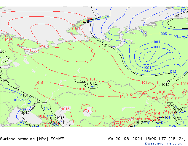 Pressione al suolo ECMWF mer 29.05.2024 18 UTC