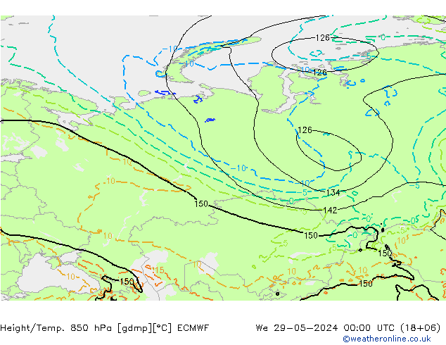 Z500/Rain (+SLP)/Z850 ECMWF St 29.05.2024 00 UTC