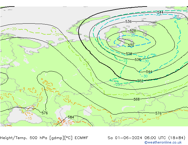 Z500/Rain (+SLP)/Z850 ECMWF Sa 01.06.2024 06 UTC