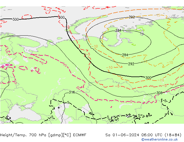 Height/Temp. 700 hPa ECMWF So 01.06.2024 06 UTC