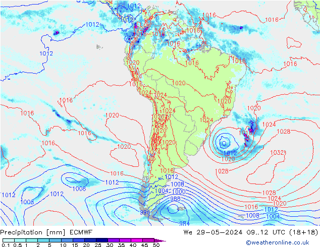 precipitação ECMWF Qua 29.05.2024 12 UTC