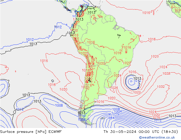 Surface pressure ECMWF Th 30.05.2024 00 UTC