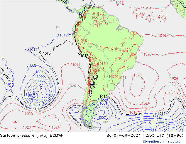 Luchtdruk (Grond) ECMWF za 01.06.2024 12 UTC