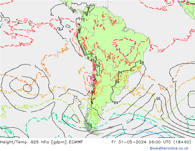 Height/Temp. 925 hPa ECMWF pt. 31.05.2024 06 UTC