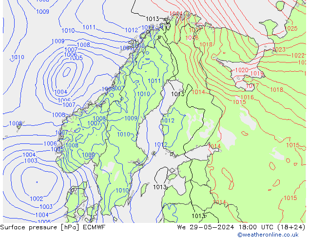 приземное давление ECMWF ср 29.05.2024 18 UTC