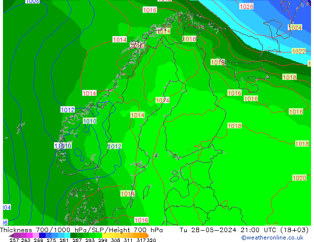 Schichtdicke 700-1000 hPa ECMWF Di 28.05.2024 21 UTC