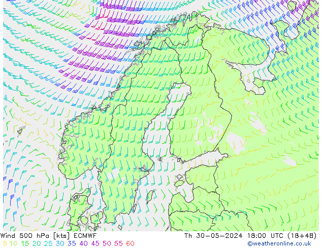 Vent 500 hPa ECMWF jeu 30.05.2024 18 UTC