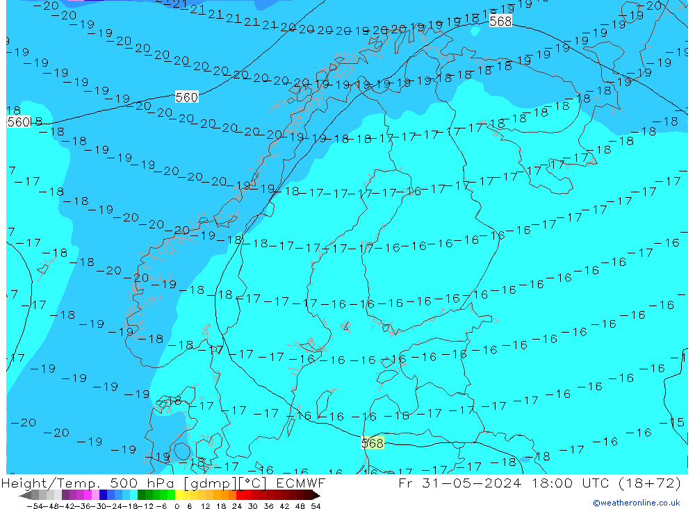 Geop./Temp. 500 hPa ECMWF vie 31.05.2024 18 UTC