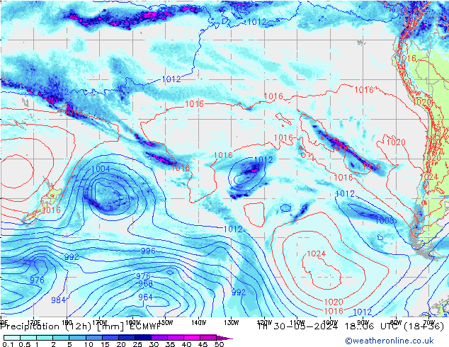 Precipitación (12h) ECMWF jue 30.05.2024 06 UTC