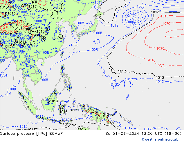 приземное давление ECMWF сб 01.06.2024 12 UTC