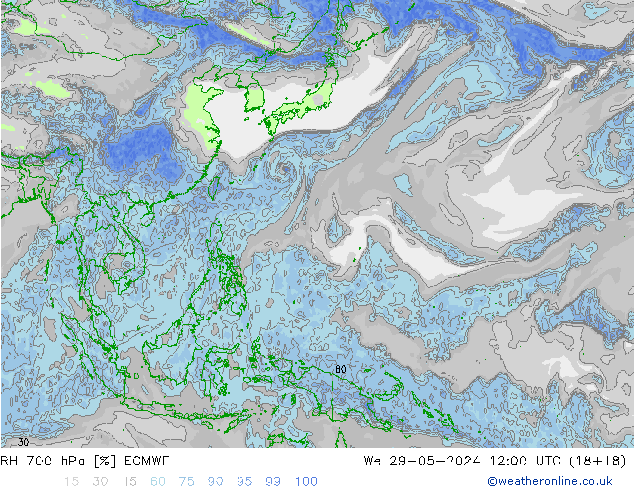 RH 700 hPa ECMWF  29.05.2024 12 UTC