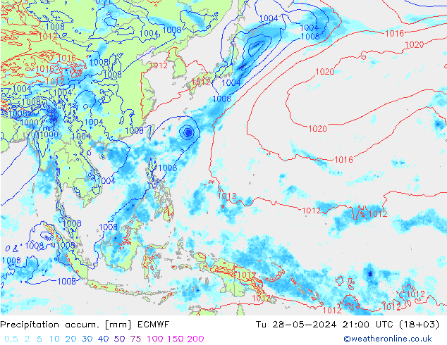 Precipitation accum. ECMWF Ter 28.05.2024 21 UTC