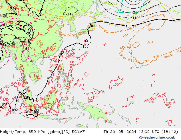 Z500/Rain (+SLP)/Z850 ECMWF Qui 30.05.2024 12 UTC