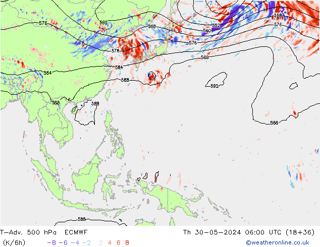 T-Adv. 500 hPa ECMWF Per 30.05.2024 06 UTC