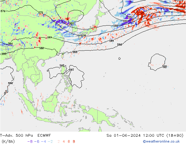 T-Adv. 500 hPa ECMWF Sáb 01.06.2024 12 UTC