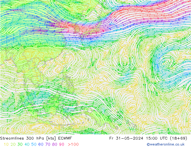 Stromlinien 300 hPa ECMWF Fr 31.05.2024 15 UTC