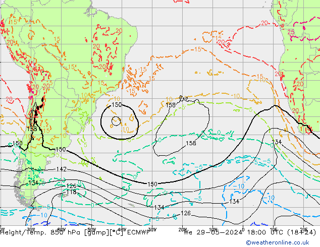 Z500/Rain (+SLP)/Z850 ECMWF  29.05.2024 18 UTC