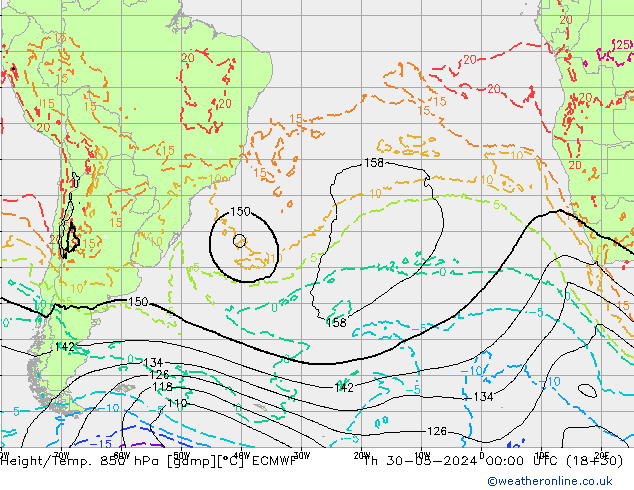 Z500/Rain (+SLP)/Z850 ECMWF Qui 30.05.2024 00 UTC