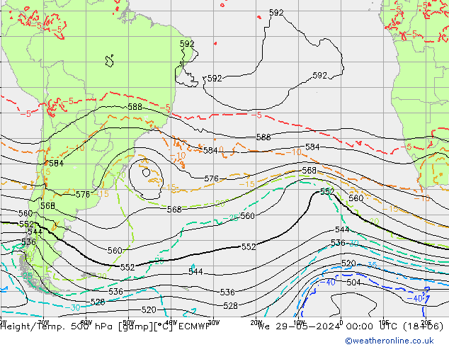 Z500/Rain (+SLP)/Z850 ECMWF Qua 29.05.2024 00 UTC