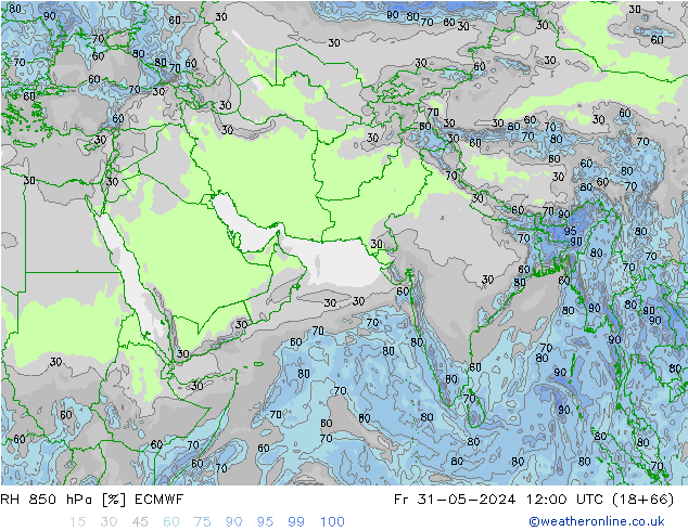 RH 850 hPa ECMWF  31.05.2024 12 UTC