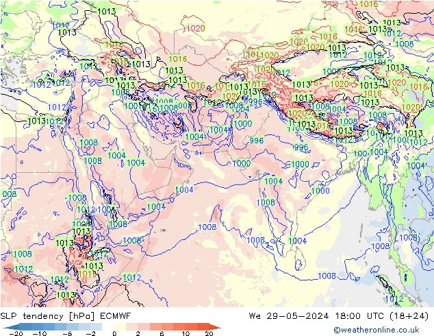 SLP tendency ECMWF St 29.05.2024 18 UTC