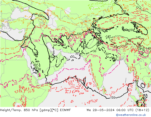 Z500/Rain (+SLP)/Z850 ECMWF We 29.05.2024 06 UTC