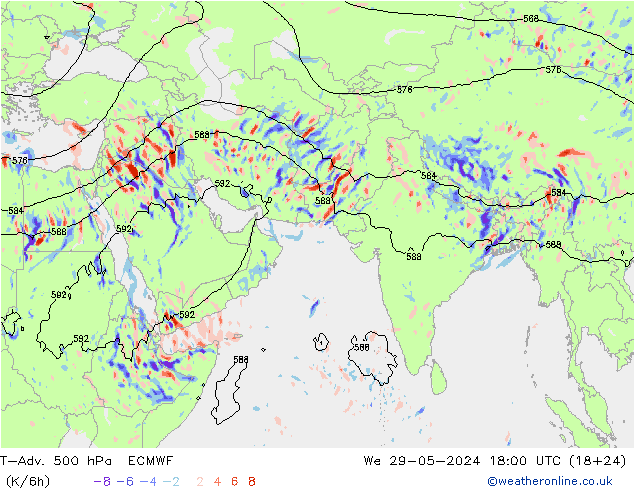 T-Adv. 500 hPa ECMWF Mi 29.05.2024 18 UTC