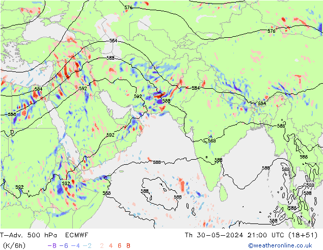 T-Adv. 500 hPa ECMWF gio 30.05.2024 21 UTC